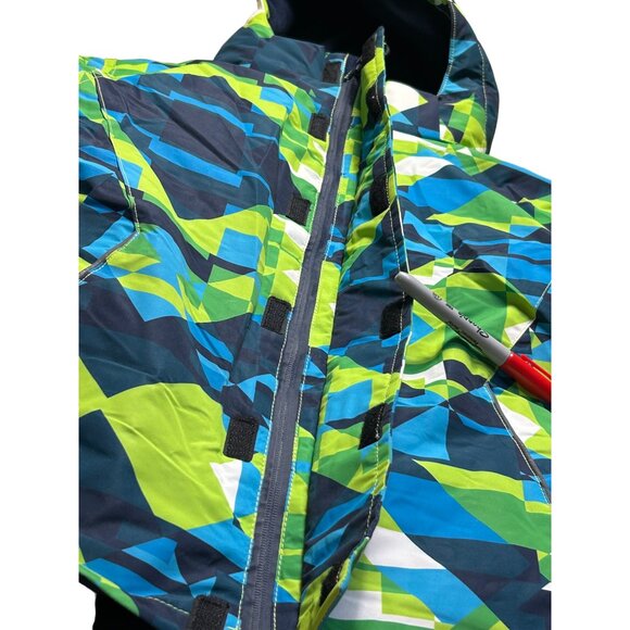 PhiBee Kids Outdoor Jacket Warm Winter Coat Size 11/12 Green Blue White - Picture 13 of 16